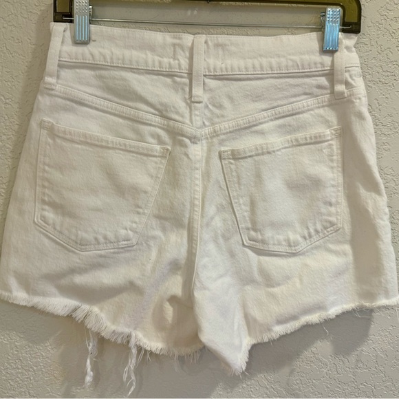 Women's Madewell High Rise White Frayed Hem Denim Shorts - Picture 2 of 4